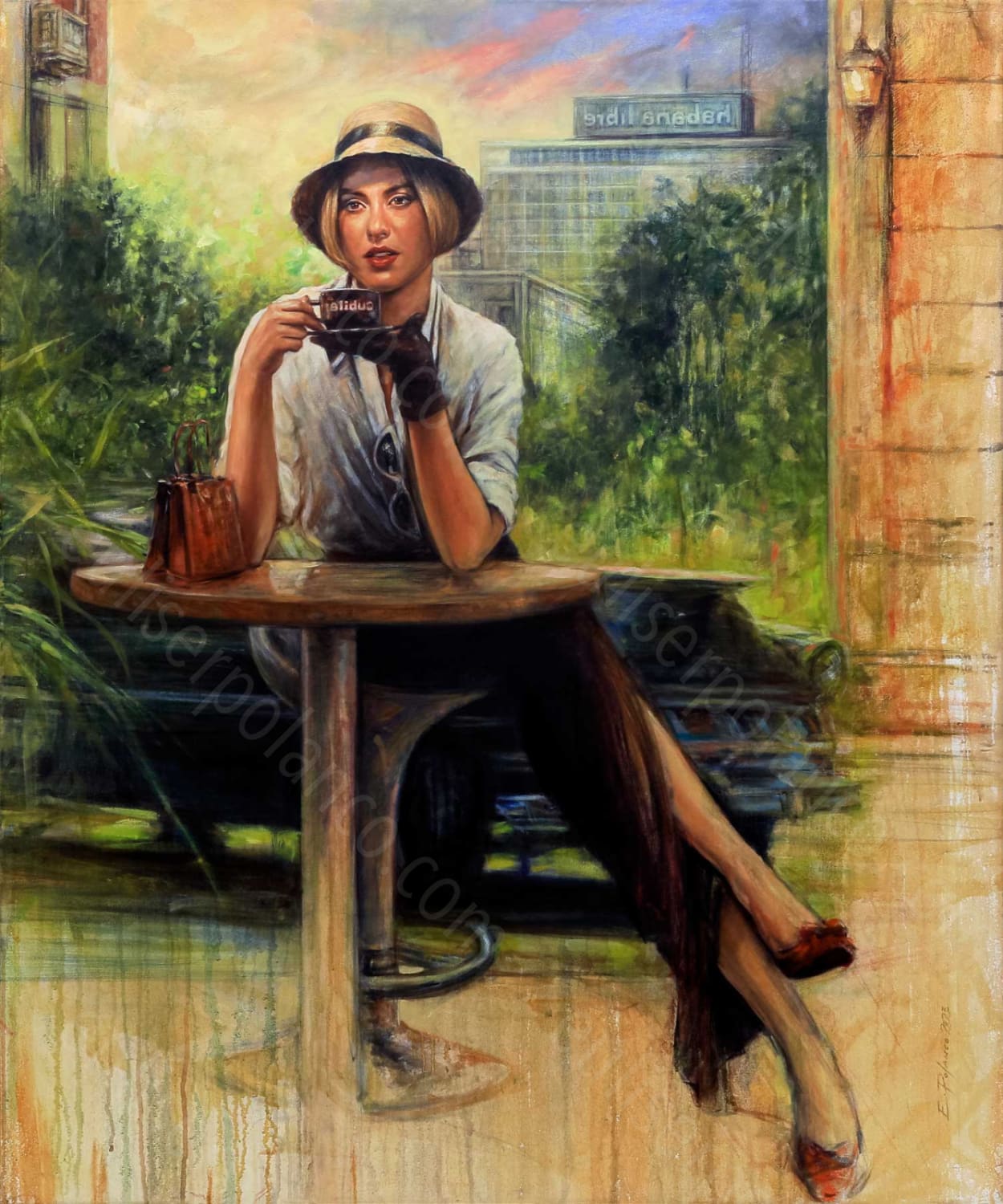 Café Americano Cuadro Al Óleo