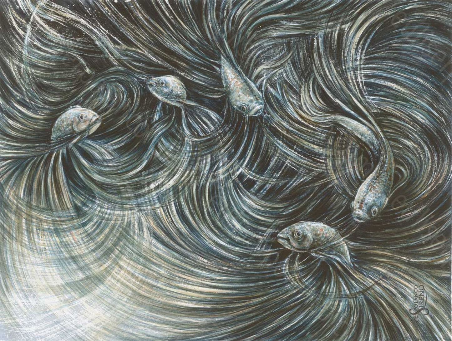 Rebaño Cuadro A La Acuarela