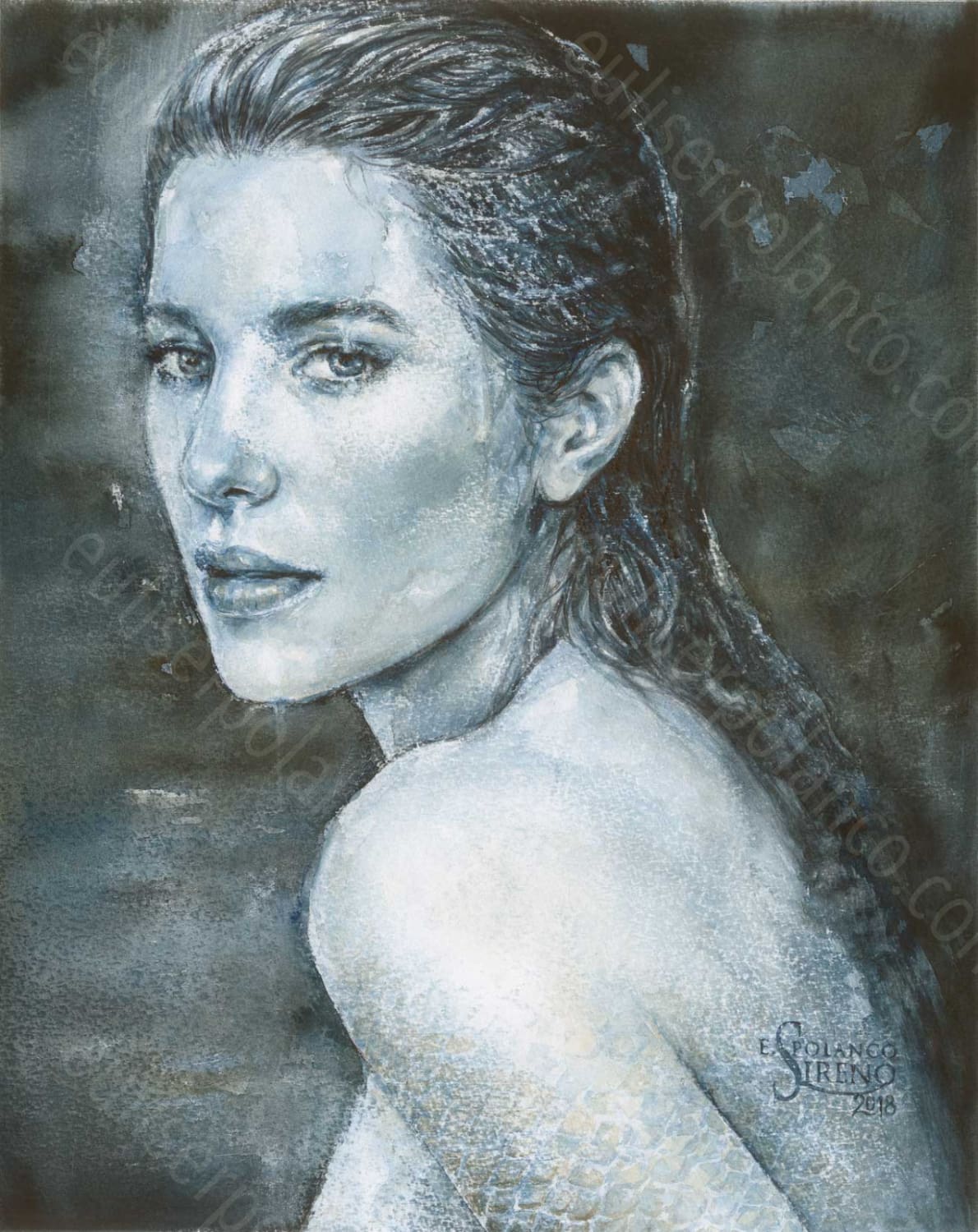 Sirenia Cuadro A La Acuarela